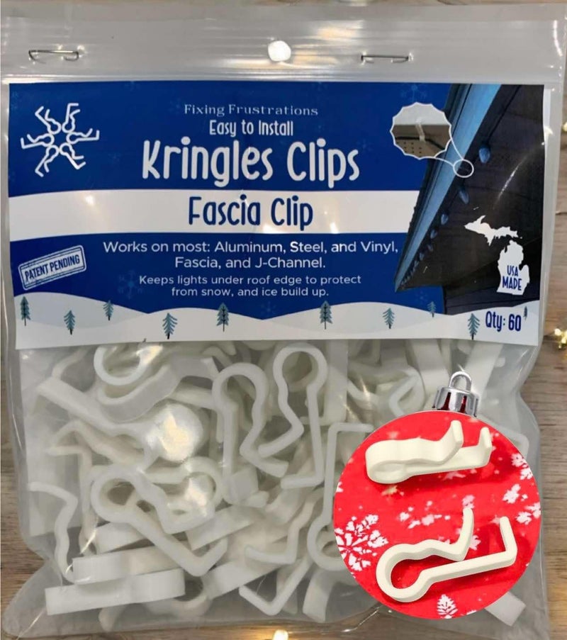 Kringles Clips – Made in USA Weather-Resistant Christmas Light Hangers | Secure Snap-On Locking Tab, Tool-Free Installation - Image 1