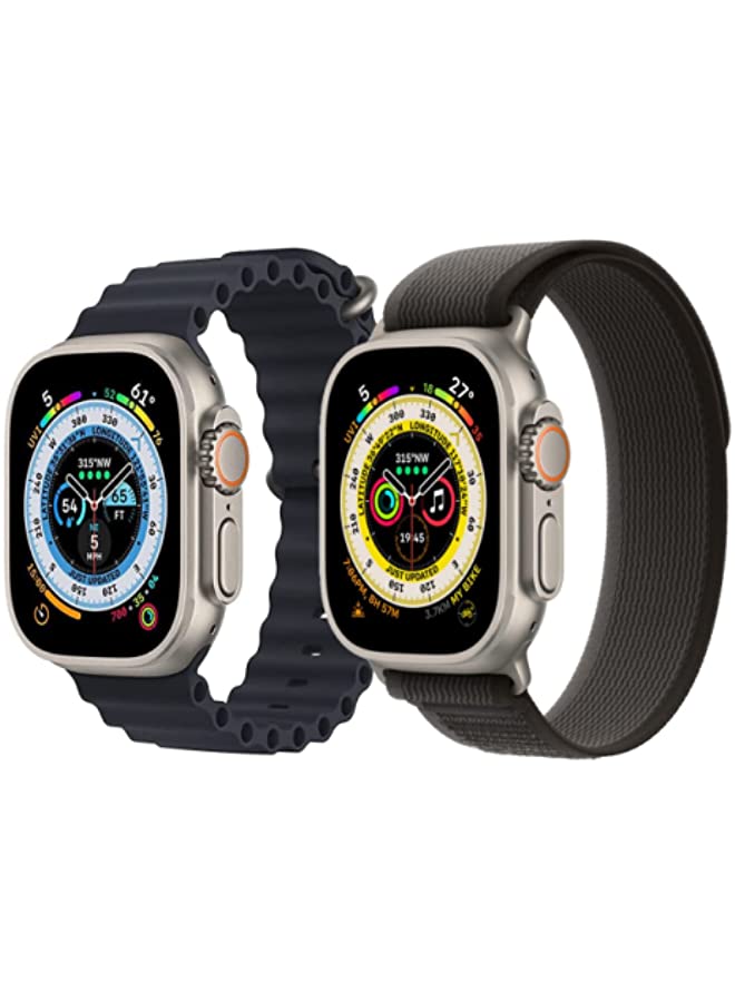 IAF Silicone Ocean Band Strap Black Trail Loop strap Black/Gray Set of 2 for Apple Watch Ultra 8 49mm
