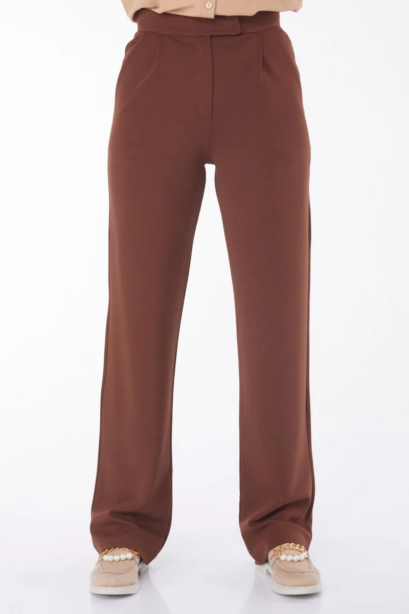 Tofisa Plain Mid Women's Brown Velcro Trousers - 25657