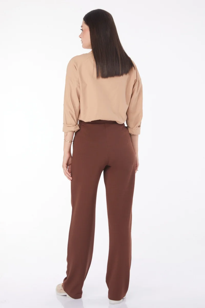 Tofisa Plain Mid Women's Brown Velcro Trousers - 25657