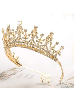 HY Crown for Women, Birthday Headband for Girls Crystal Queen Crown, Gold Tiara, Hair Accessories for Bride Party Bridesmaids Bridal Prom Holiday Costume Cosplay Gifts  - Image 4