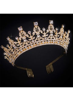 HY Crown for Women, Birthday Headband for Girls Crystal Queen Crown, Gold Tiara, Hair Accessories for Bride Party Bridesmaids Bridal Prom Holiday Costume Cosplay Gifts  - Image 1