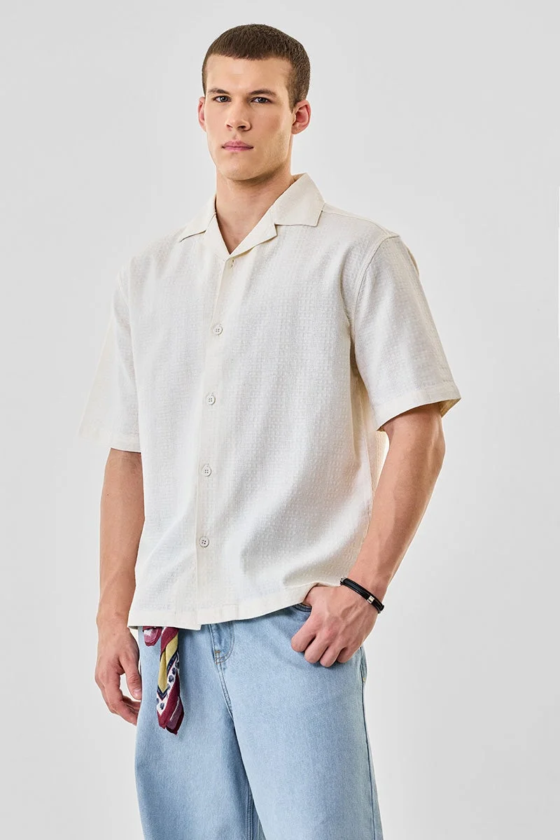 SNITCH Box Fit Textured 100% Cotton Shirt