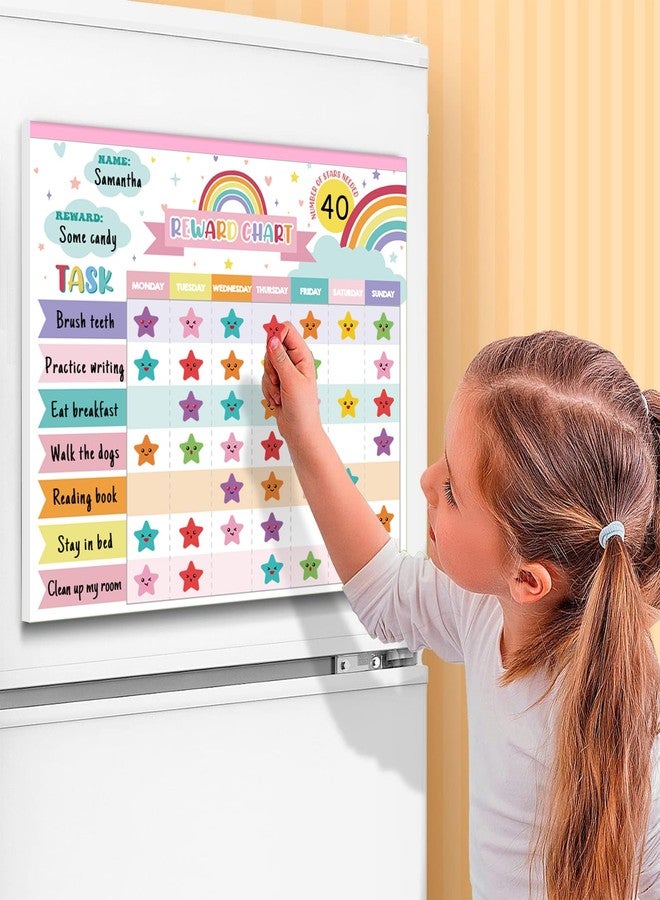 KEASKELL Reward Chart for Kids,Magnetic Behavior Chore Chart for Kids at Home,26 Rainbow White Chore Charts,1960 Star Stickers,56 Reward Stickers,Incentive Chore Chart to Develop Responsibility and Good Habits - Image 2