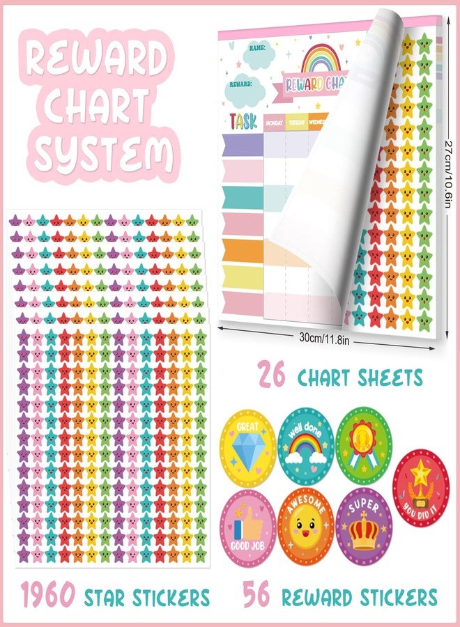 KEASKELL Reward Chart for Kids,Magnetic Behavior Chore Chart for Kids at Home,26 Rainbow White Chore Charts,1960 Star Stickers,56 Reward Stickers,Incentive Chore Chart to Develop Responsibility and Good Habits - Image 3