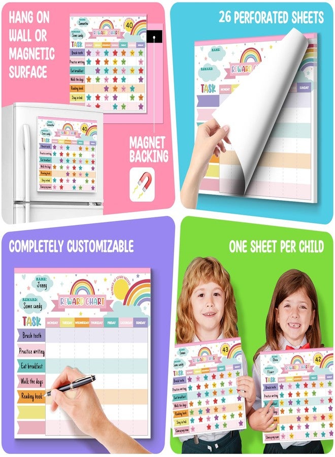 KEASKELL Reward Chart for Kids,Magnetic Behavior Chore Chart for Kids at Home,26 Rainbow White Chore Charts,1960 Star Stickers,56 Reward Stickers,Incentive Chore Chart to Develop Responsibility and Good Habits - Image 4