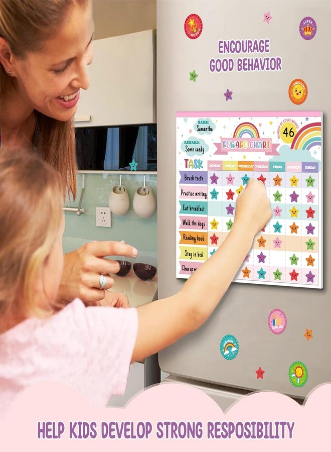 KEASKELL Reward Chart for Kids,Magnetic Behavior Chore Chart for Kids at Home,26 Rainbow White Chore Charts,1960 Star Stickers,56 Reward Stickers,Incentive Chore Chart to Develop Responsibility and Good Habits - Image 5