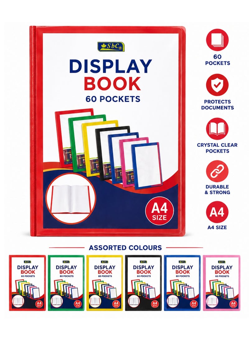 SBC 1-Piece Display Book 60 Pockets Assorted Colours - Image 1