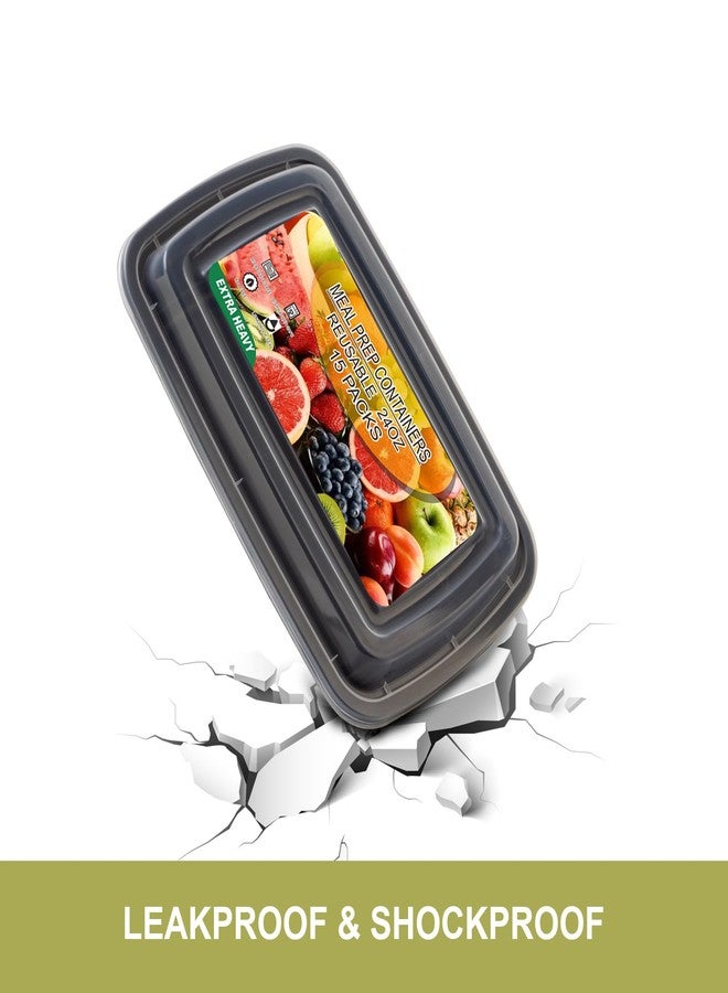 Ezalia 15 Pack Meal Prep Containers Reusable 24oz, Plastic Food Prep Containers, Leakproof To Go Food Containers with Lids, BPA-Free, Microwave/Dishwasher/Freezer Safe - Image 5