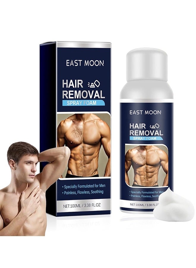 East Moon Hair Removal Spray Foam For Men, No Irritation Hair Removal Cream, Safe Hair Depilatory For Male Underarm, Chest, Back, Legs, Natural Ingredient Hair Removal Spray Foam  For Men 100ML - Image 1