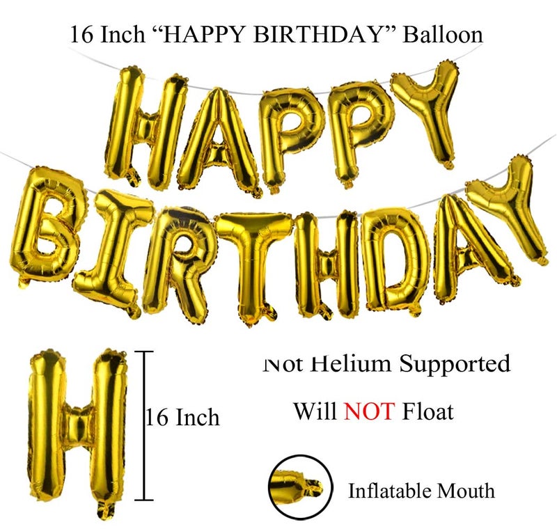 AMFIN® (16 Inch) Happy Birthday Letter Foil Balloon Birthday Party Supplies, Happy Birthday Balloons for Party Decoration - Golden - Image 3