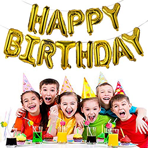AMFIN® (16 Inch) Happy Birthday Letter Foil Balloon Birthday Party Supplies, Happy Birthday Balloons for Party Decoration - Golden - Image 2