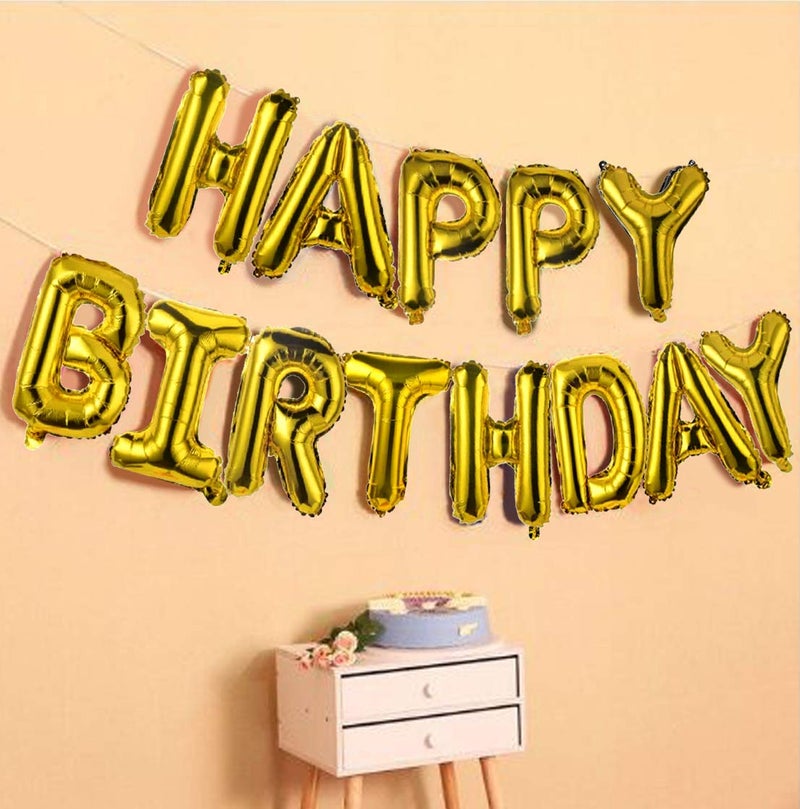 AMFIN® (16 Inch) Happy Birthday Letter Foil Balloon Birthday Party Supplies, Happy Birthday Balloons for Party Decoration - Golden - Image 5