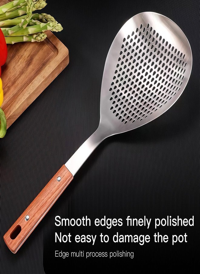 آميا مغرفة كبيرة من الفولاذ المقاوم للصدأ SUS304 من IMEEA مقاس 15 بوصة، مزودة بفتحات للطهي والقلي العميق، ومصفاة معدنية. - Image 4