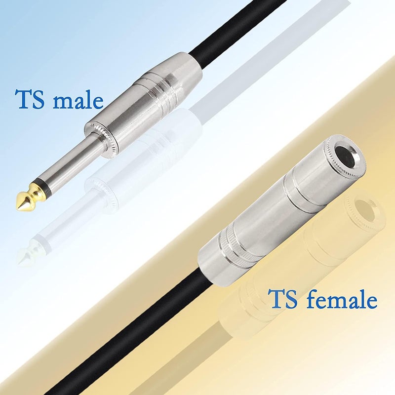 EKAAZ TS Mono Male to Female Audio Extension Cable – 1/4 Inch (6.35mm) Instrument Patch Cord (10 Meter) - Image 2
