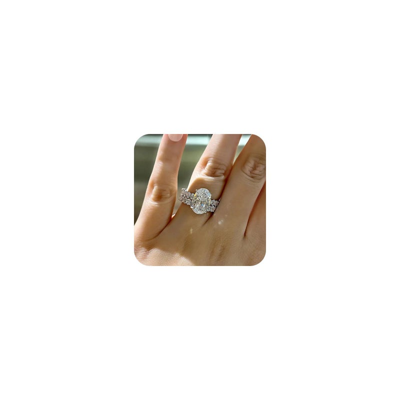 RKKOJJO 925 Sterling Silver Bridal Rings Sets AAA Cubic Zirconia CZ Full Diamond Engagements Rings Wedding 2 Pcs Promise Anniversary White Gold Rings for Women Size 6 - Image 1