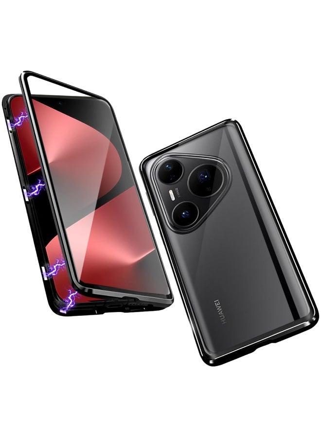 general Case Compatible with Huawei Pura 80 Pro/Pura 80 Pro Plus, Slim Magnetic Metal Frame Double Sided Clear Tempered Glass Shockproof with Camera Protection Cover - Image 1