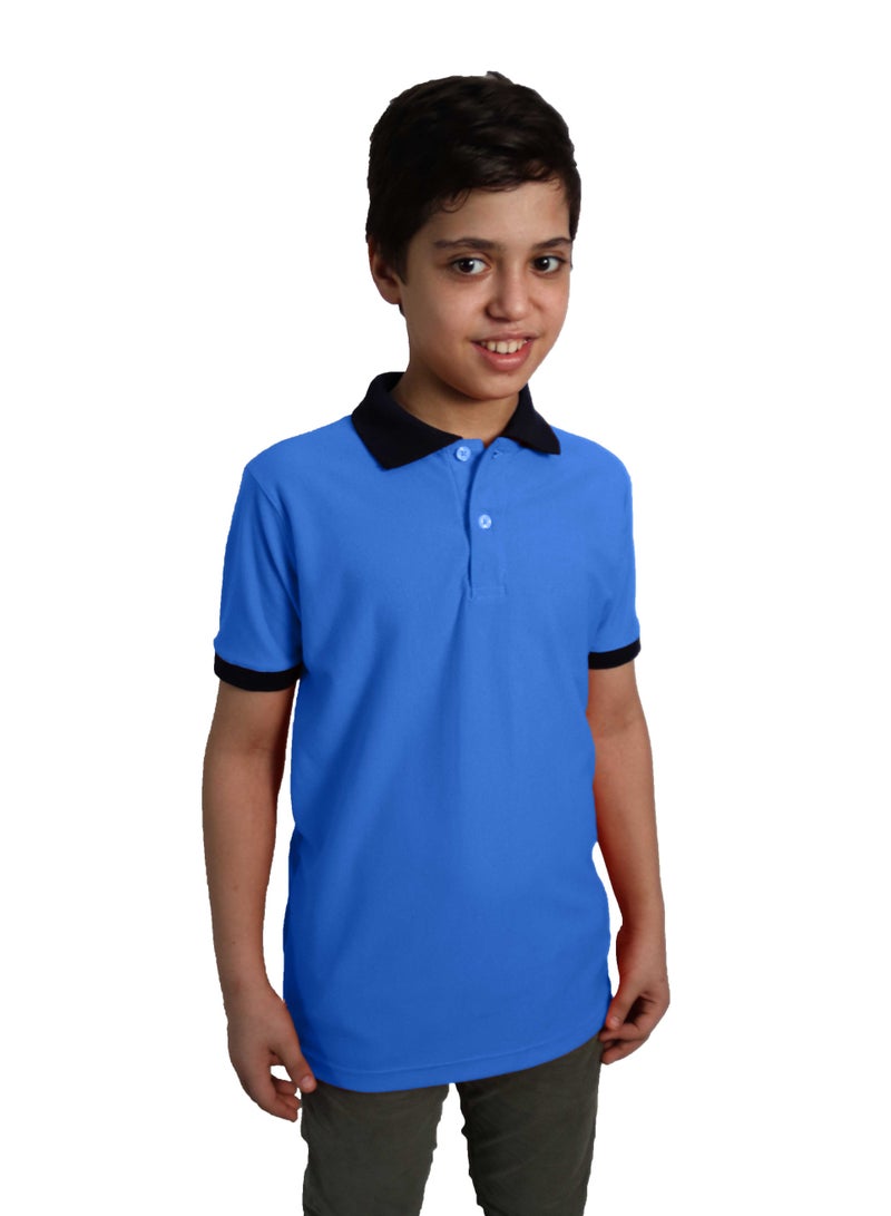 OneHand T-Shirt Polo Cotton Short Sleeves For Kids - Turquoise - Image 1