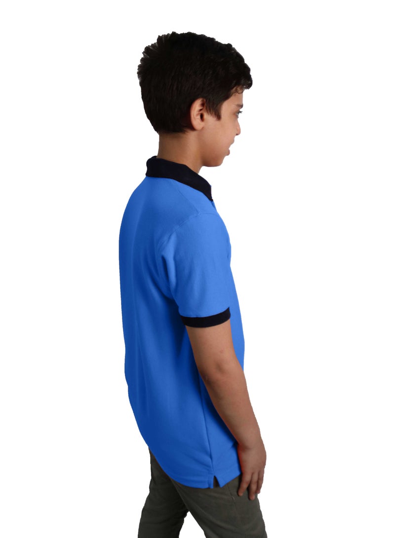 OneHand T-Shirt Polo Cotton Short Sleeves For Kids - Turquoise - Image 2