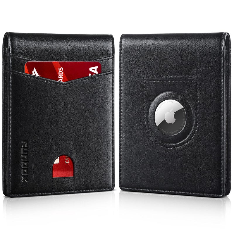 RUNBOX AirTag-Wallet-Mens-Slim-RFID Blocking Wallets Leather with Bill Compartment Air Tag Bifold Card Holder Wallet Gifts for Men Dad - Image 1