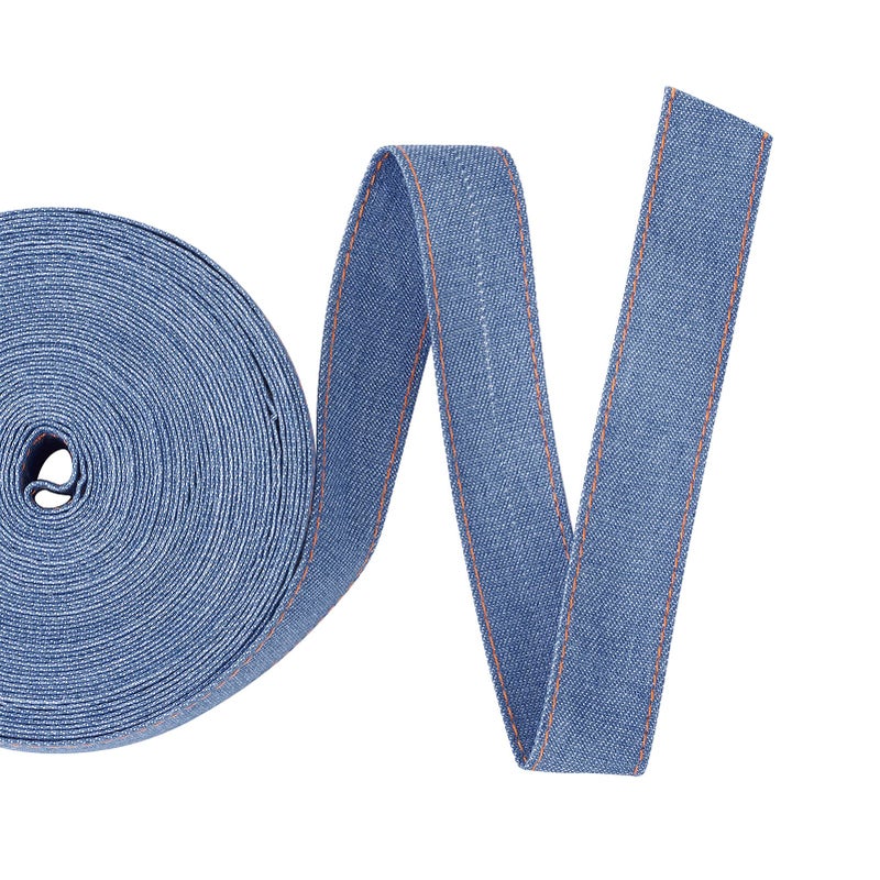 Craftdady Craftdady 109 Yards Stitch Denim Ribbons 1 Inch Layering Cloth Fabric Jeans Bows Ribbons for DIY Crafts Hairclips Sewing Garment Accessories Royal Blue 