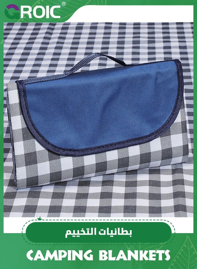 GROIC 80''x60'' Beach Blanket, Picnic Blankets Waterproof Foldable, Large Picnic Blanket Beach Blankets, Picnic Mat Waterproof Cute Gingham Portable Compact Beach Blanket Lightweight Picnic Blankets - Image 1