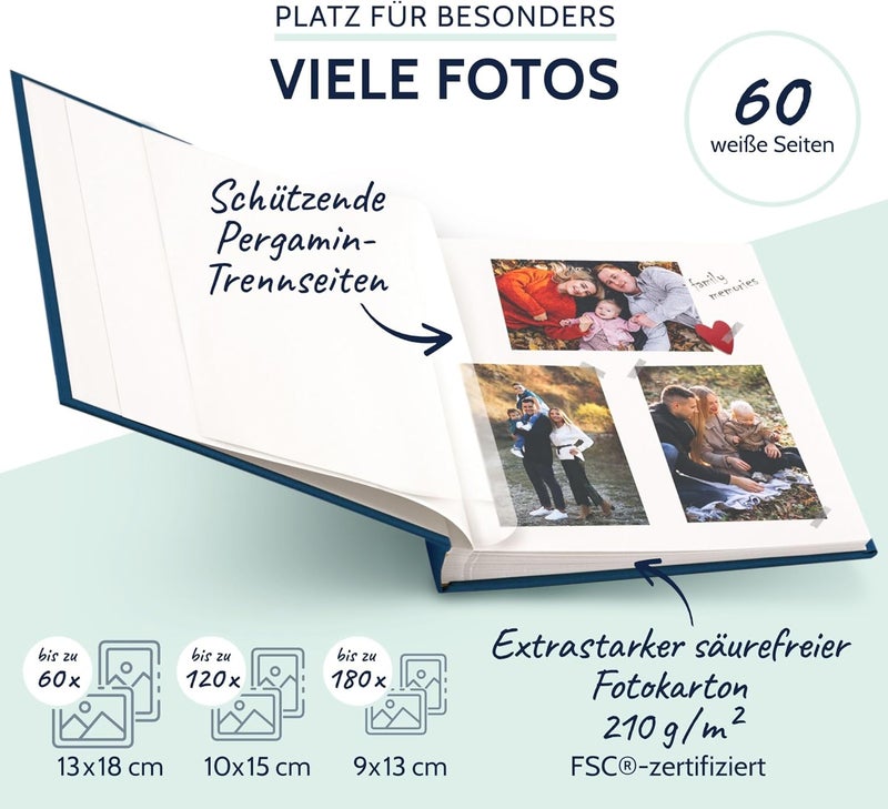Goldbuch Summertime 24711 Photo Album, Photo Book with 60 White Pages & Glassine Dividers, Linen Photo Album, Memory Album, Light Blue, 25 x 25 cm - Image 4