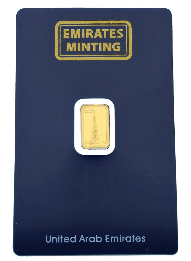 EMIRATES MINTING - Emirates Minting 1 Gram Burj Khalifa Gold Bar 999.9 Purity - Image 1