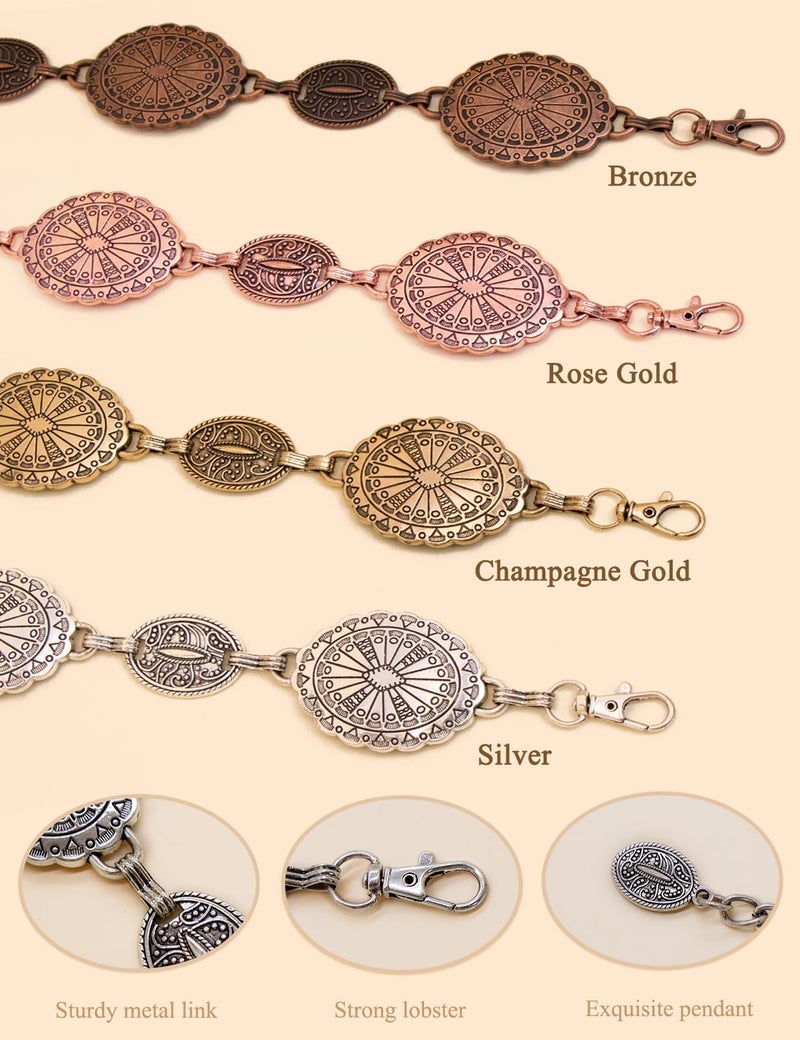 TOPACC Bronze Western Belts for Woman Cowgirl Cowboy Concho Belt for Dresses Jeans Country Concert Outfit - Image 3