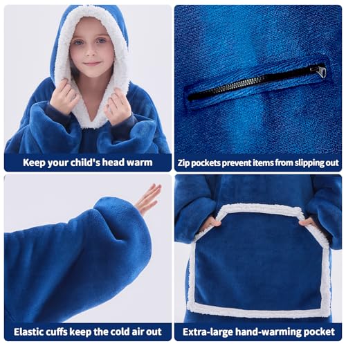 IFNOW Wearable Blanket Hoodie For Kids, Blanket Hoodie For Kids With Hood And Pockets, Girls Oversized Hoodie Blankets As Gift For Teens Girls Boys Birthday Christmas - Image 3
