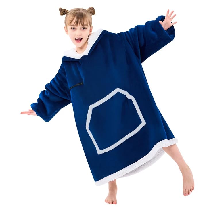 IFNOW Wearable Blanket Hoodie For Kids, Blanket Hoodie For Kids With Hood And Pockets, Girls Oversized Hoodie Blankets As Gift For Teens Girls Boys Birthday Christmas - Image 1