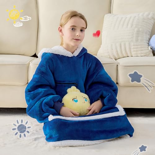 IFNOW Wearable Blanket Hoodie For Kids, Blanket Hoodie For Kids With Hood And Pockets, Girls Oversized Hoodie Blankets As Gift For Teens Girls Boys Birthday Christmas - Image 2