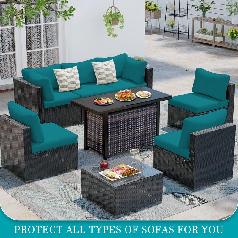 BIETYONE 12 Pcs Stretch Patio Cushion Covers,Outdoor Couch Covers Replacement,Outdoor Couch & Sofa Slipcovers,for Patio Furniture Cushion Covers,Washable Reusable Furniture Protector (Peacock Blue,Cover Only) - Image 4