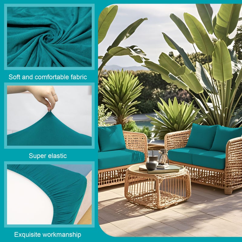 BIETYONE 12 Pcs Stretch Patio Cushion Covers,Outdoor Couch Covers Replacement,Outdoor Couch & Sofa Slipcovers,for Patio Furniture Cushion Covers,Washable Reusable Furniture Protector (Peacock Blue,Cover Only) - Image 3