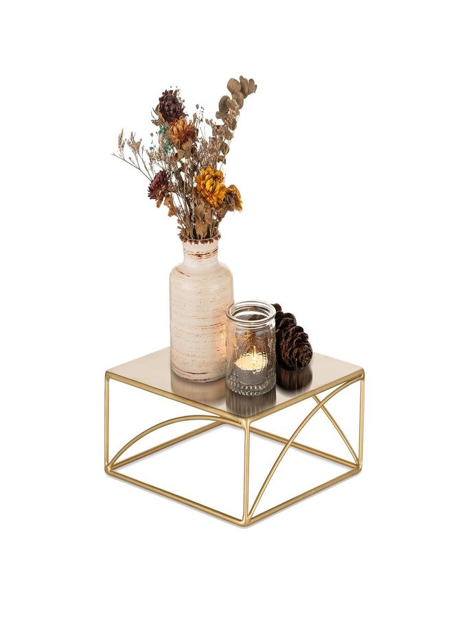NUPTIO Cake Stand Cupcake Display: Metal Dessert Pedestal Stands 8 Inch Food Riser Gold candy Display holder for Wedding Party Christmas Birthday Kitchen Table Baby Shower Square Buffet Plant Stand - Image 1