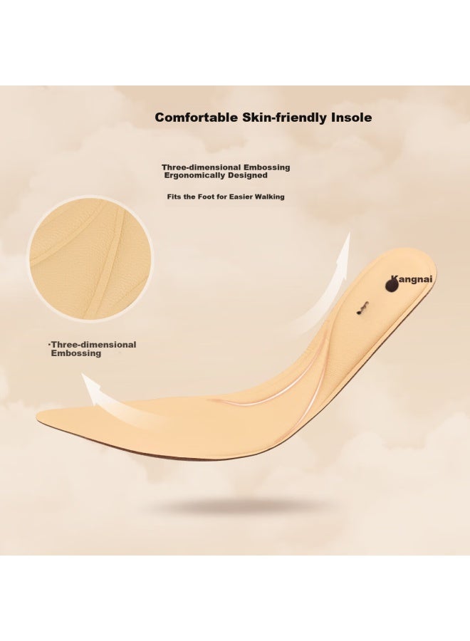 Connell Connie Comfortable Walking Women's High Heel Shoes Elegant Cowhide Low-cut Chunky Heel Office Commuting Thin Heel Size 35 - Image 3