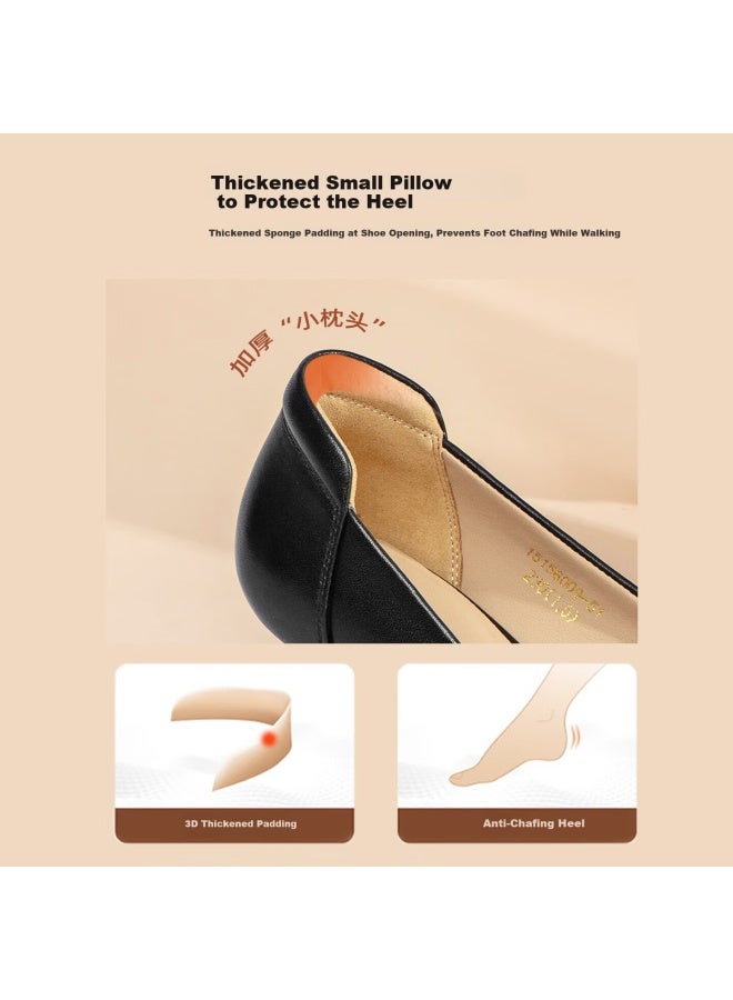 Connell Connie Comfortable Walking Women's High Heel Shoes Elegant Cowhide Low-cut Chunky Heel Office Commuting Thin Heel Size 35 - Image 4