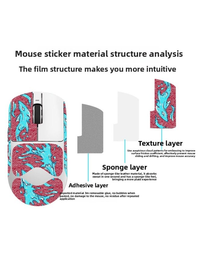 Suitable For Vgn Dragonfly R1 Electronic Competition Mouse Anti-slip Stickers Full Set With Back Stickers Lizard Skin Anti-slip Sweat Absorption Generation Wholesale-Color:VNG Dragonfly R1-CX-A73/White Xiangyun-Full Package