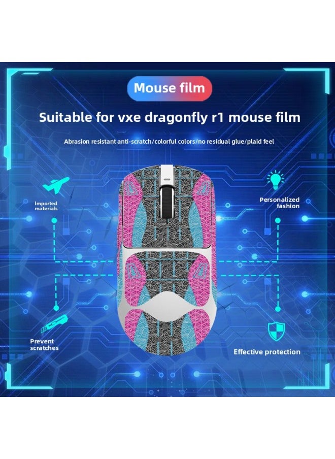 Suitable For Vgn Dragonfly R1 Electronic Competition Mouse Anti-slip Stickers Full Set With Back Stickers Lizard Skin Anti-slip Sweat Absorption Generation Wholesale-Color:VNG Dragonfly R1-CX-A73/White Xiangyun-Full Package