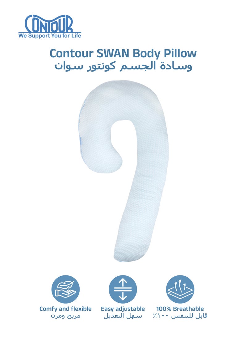 Contour Ergonomic Swan Maternity Body Pillow | Supports Head, Hips, Knees & Feet | Relieves Shoulder & Ankle Pressure | 111.76 x 63.5 x 15.24 CM | Soft & Adjustable Comfort - Image 1