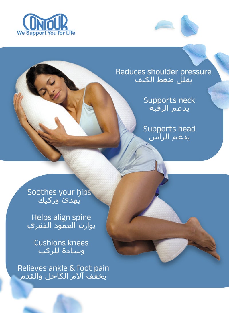 Contour Ergonomic Swan Maternity Body Pillow | Supports Head, Hips, Knees & Feet | Relieves Shoulder & Ankle Pressure | 111.76 x 63.5 x 15.24 CM | Soft & Adjustable Comfort - Image 4