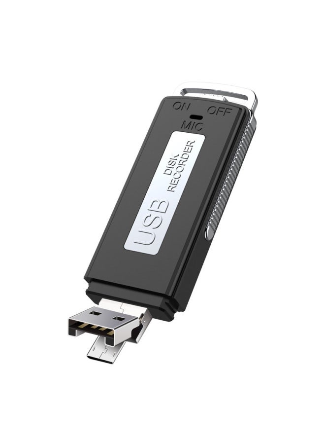 Generic Running Volume Usb Recording Pen USB Recording Pen One-key Recording Power-off Save In-line USB Recording Pen-Color:Black Double Mouth-Capacity:64GB  - Image 1