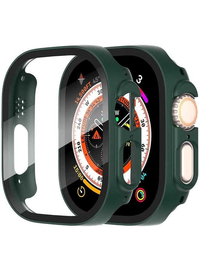 Diruite Suoman 2-Pack for Apple Watch Ultra/Ultra 2 49mm PC All-Around Screen Protector Case, Tempered Glass Screen Protector Case Ultra-Thin for iWatch Ultra/iWatch Ultra 2 49mm Protection Cover - Green - Image 1