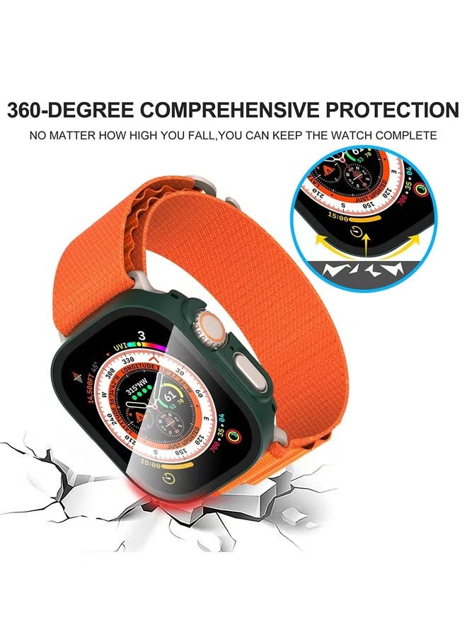 Diruite Suoman 2-Pack for Apple Watch Ultra/Ultra 2 49mm PC All-Around Screen Protector Case, Tempered Glass Screen Protector Case Ultra-Thin for iWatch Ultra/iWatch Ultra 2 49mm Protection Cover - Green - Image 4