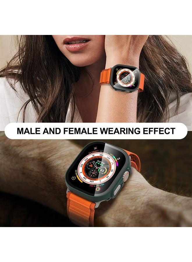 Diruite Suoman 2-Pack for Apple Watch Ultra/Ultra 2 49mm PC All-Around Screen Protector Case, Tempered Glass Screen Protector Case Ultra-Thin for iWatch Ultra/iWatch Ultra 2 49mm Protection Cover - Green - Image 3