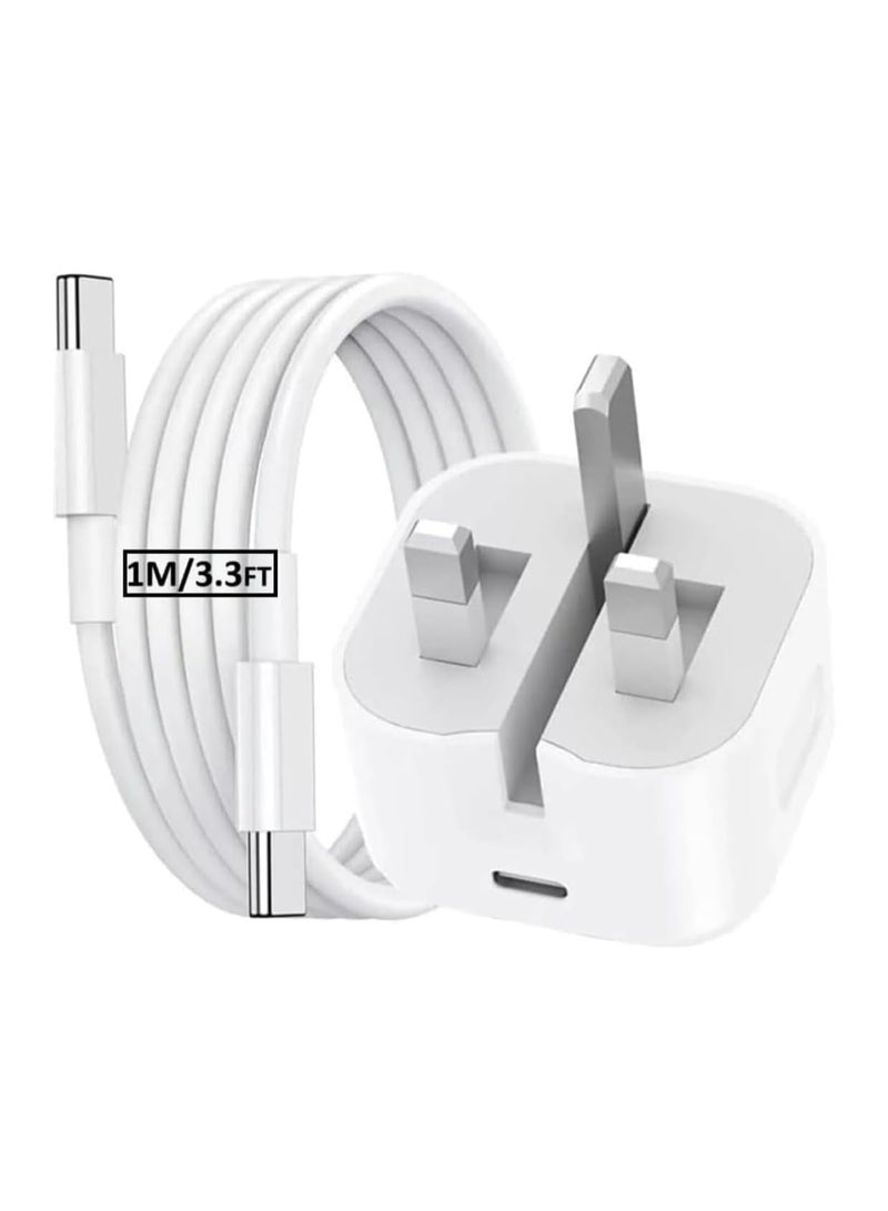 شاحن سريع USB-C بقوة 35 واط مع كابل تايب سي 1 متر، محول طاقة للايفون والايباد وسامسونج وأجهزة PD - Image 1