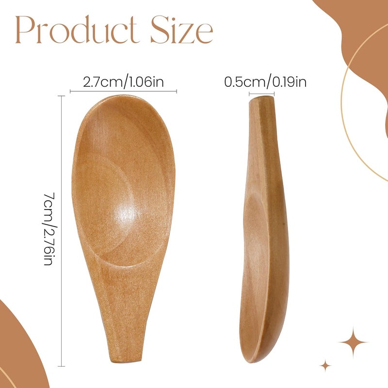 NUOMI 4 Pack Wooden Scoop for Jars, Mini Wood Spoons with Short Handle for Salt, Tea, Coffee Beans, Candy, Milk Powder, Spice, Natural Color - Image 3