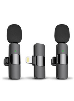 Wireless Lavalier Microphone for iPhone/iPad, Plug-and-Play Mini Lapel Microphone for Recordings, Live Streaming, YouTube, Facebook, TikTok, Vlog（iOS 2Mic）