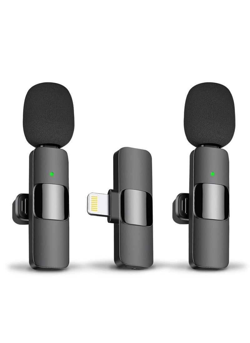 Generic Wireless Lavalier Microphone for iPhone/iPad, Plug-and-Play Mini Lapel Microphone for Recordings, Live Streaming, YouTube, Facebook, TikTok, Vlog（iOS 2Mic）  - Image 1