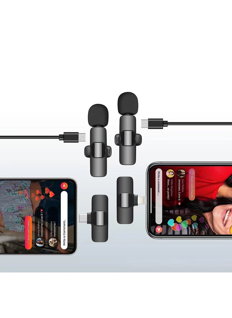 Generic Wireless Lavalier Microphone for iPhone/iPad, Plug-and-Play Mini Lapel Microphone for Recordings, Live Streaming, YouTube, Facebook, TikTok, Vlog（iOS 2Mic）  - Image 4
